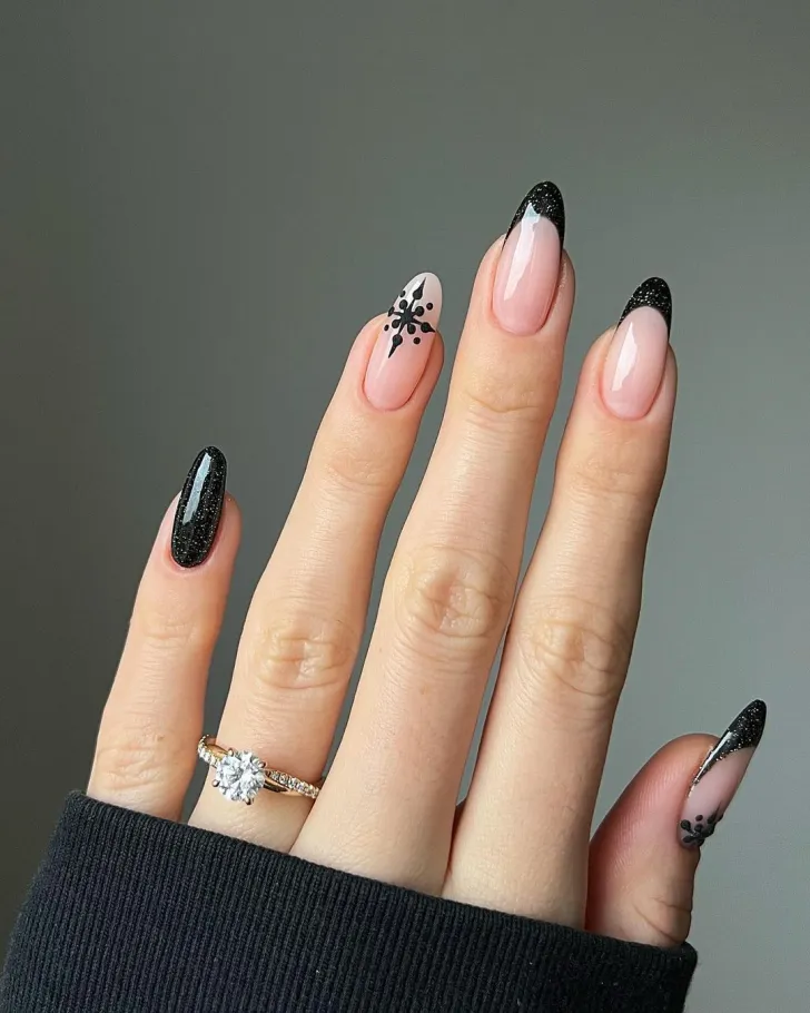 Alternating black and white nails