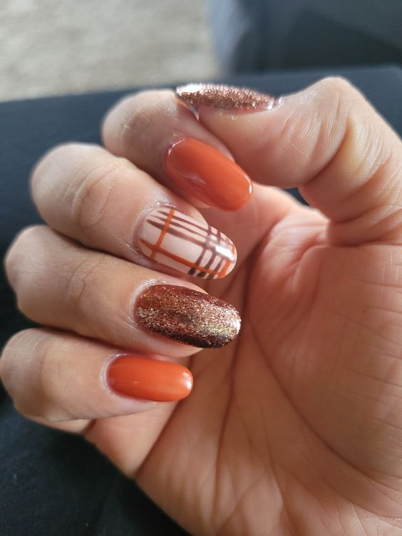 Thanksgiving Plaid Nails