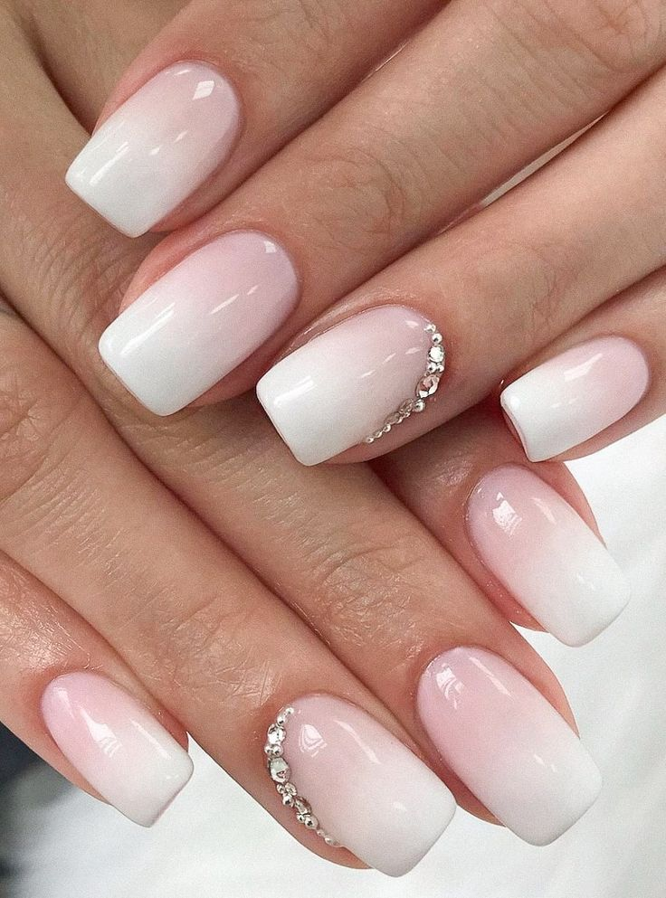 Soft Pink and White Nails